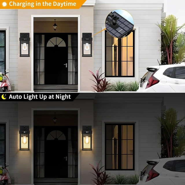 Alt view image 7 of 7 - Solar Porch Lights Outdoor with Motion Sensor & 3 Lighting Modes,Waterproof