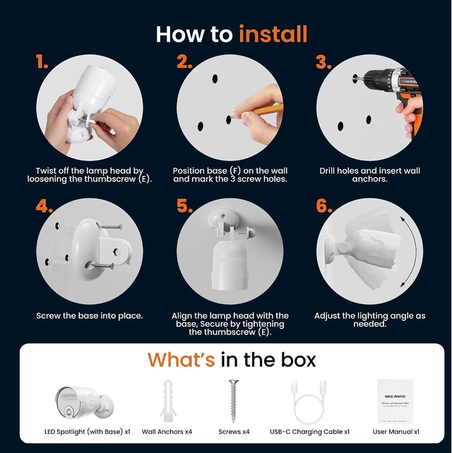 Alt view image 6 of 6 - USB Rechargeable Motion Sensor Light Outdoor, 4000mAh Built-in Battery 600 Lumen Spotlight, IP65 Waterproof Cordless Wall Light for Porch Garage House