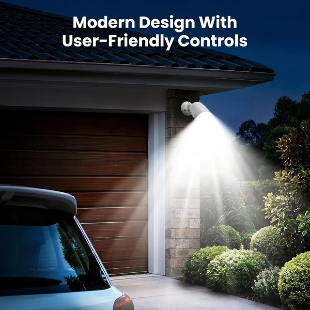 Alt view image 2 of 6 - USB Rechargeable Motion Sensor Light Outdoor, 4000mAh Built-in Battery 600 Lumen Spotlight, IP65 Waterproof Cordless Wall Light for Porch Garage House