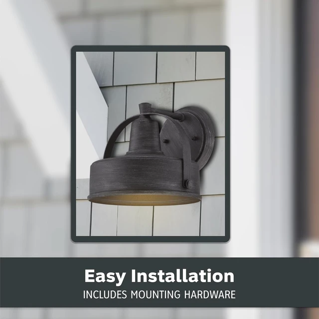 Alt view image 5 of 6 - DESIGNERS FOUNTAIN Portland Outdoor Light Fixture, 8 Inch Exterior Wall Lantern Sconce for Front Door, Patio and Porch, Weathered Pewter, 33121-WP