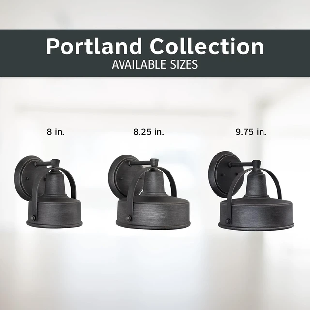 Alt view image 6 of 6 - DESIGNERS FOUNTAIN Portland Outdoor Light Fixture, 8 Inch Exterior Wall Lantern Sconce for Front Door, Patio and Porch, Weathered Pewter, 33121-WP