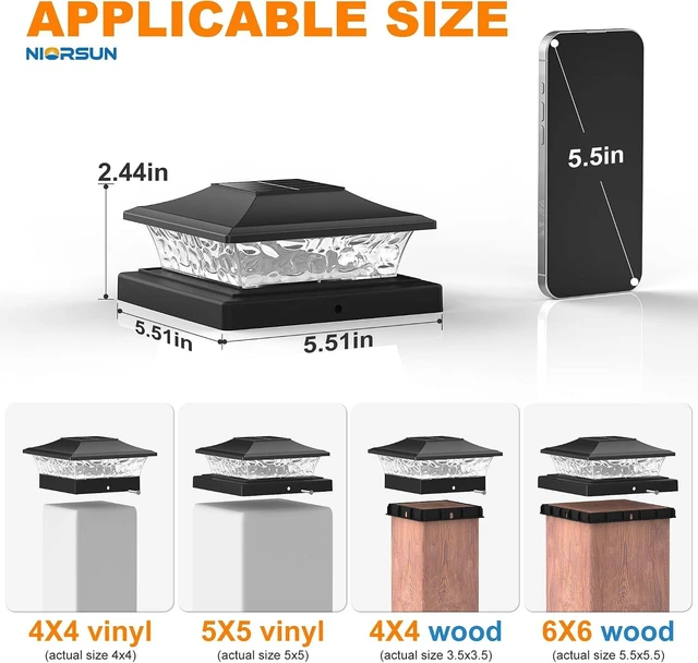 Alt view image 6 of 7 - NIORSUN 4x4 Post Solar Lights Color Changing with Remote, 12 Pack Black