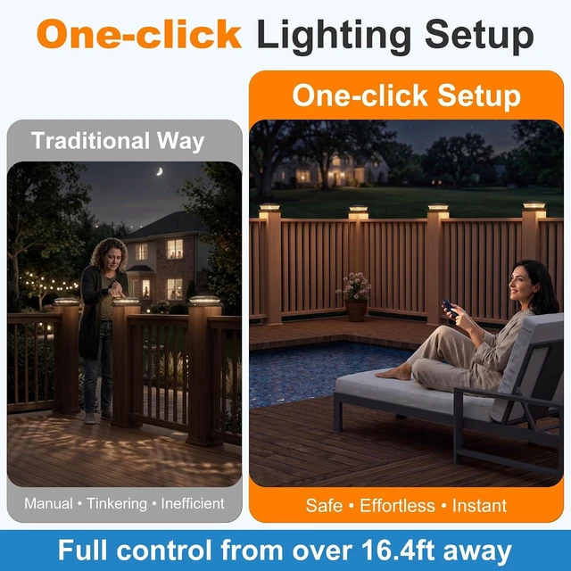 Alt view image 7 of 7 - NIORSUN 4x4 Post Solar Lights Color Changing with Remote, 12 Pack Black