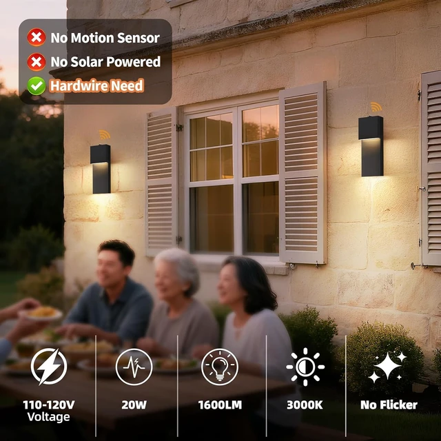 Alt view image 3 of 7 - tewei 15'' Modern LED Outdoor Wall Sconce, Black Dusk to Dawn Wall Lights