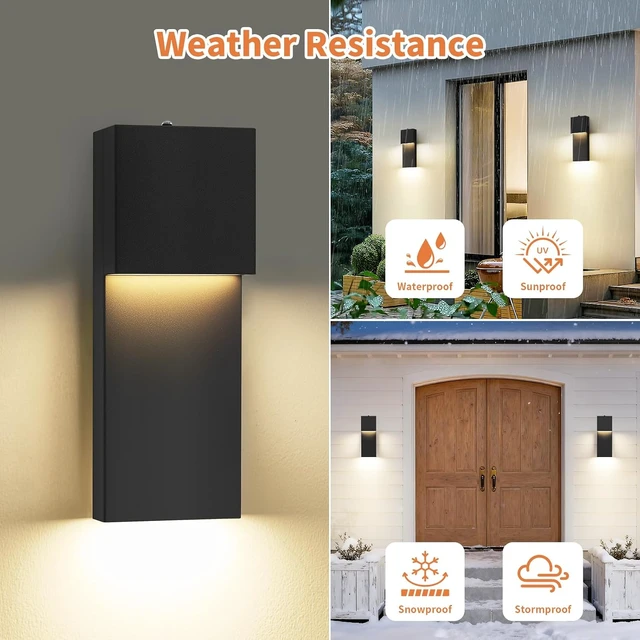 Alt view image 4 of 7 - tewei 15'' Modern LED Outdoor Wall Sconce, Black Dusk to Dawn Wall Lights