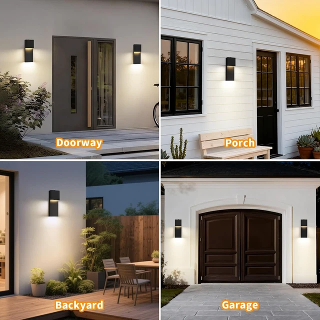 Alt view image 6 of 7 - tewei 15'' Modern LED Outdoor Wall Sconce, Black Dusk to Dawn Wall Lights