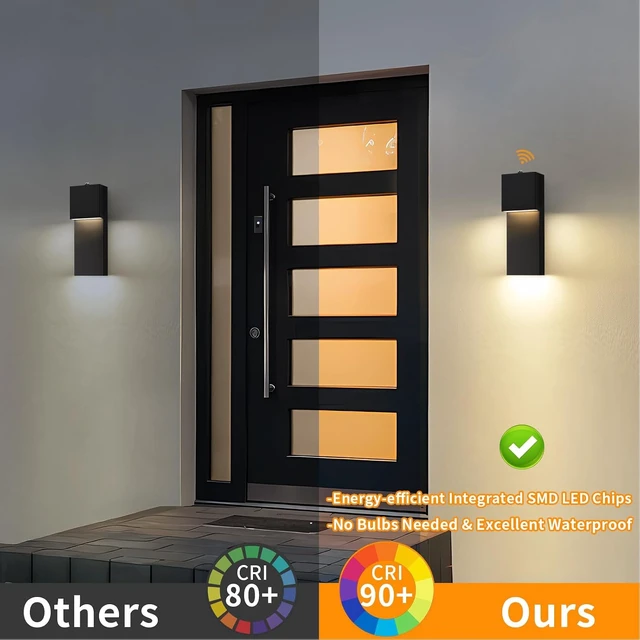 Alt view image 7 of 7 - tewei 15'' Modern LED Outdoor Wall Sconce, Black Dusk to Dawn Wall Lights