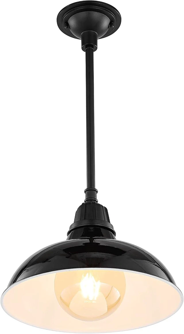 Main image of JONATHAN Y Jasper 1-Light Farmhouse 12.25" Metal Pendant, Black
