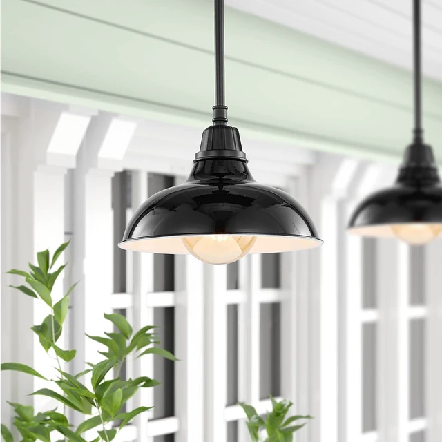 Alt view image 2 of 7 - JONATHAN Y Jasper 1-Light Farmhouse 12.25" Metal Pendant, Black
