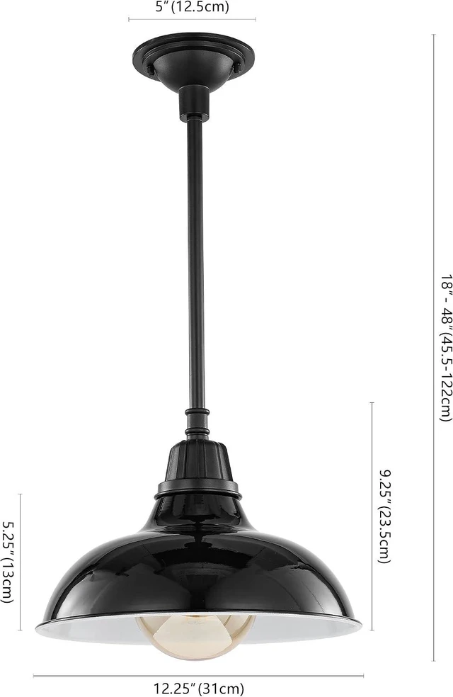 Alt view image 4 of 7 - JONATHAN Y Jasper 1-Light Farmhouse 12.25" Metal Pendant, Black