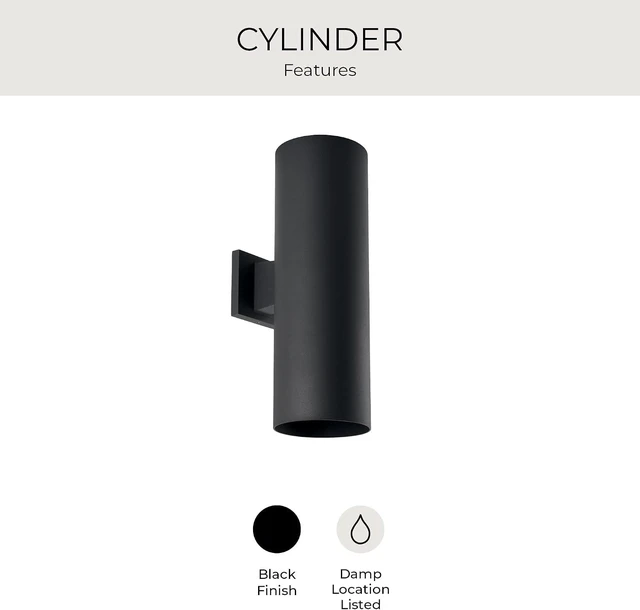 Alt view image 3 of 7 - Progress Lighting Cylinder Outdoor Wall Light, Black