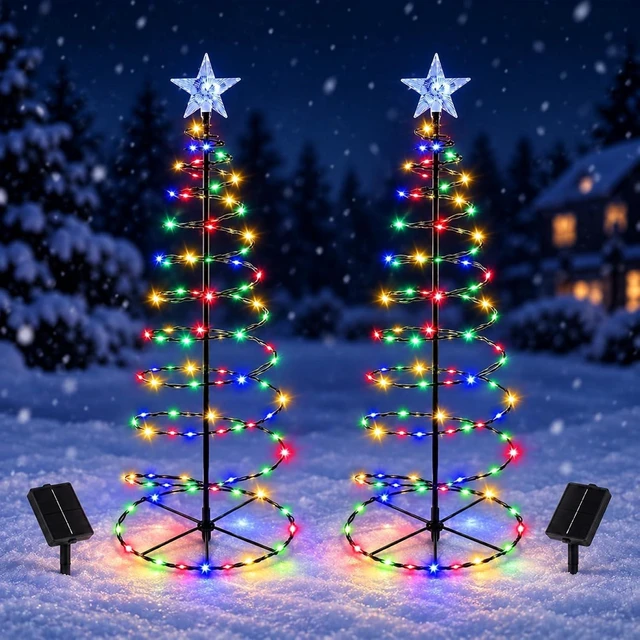 Main image of 2 Pack 29 Inch Spiral Solar Christmas Tree Lights