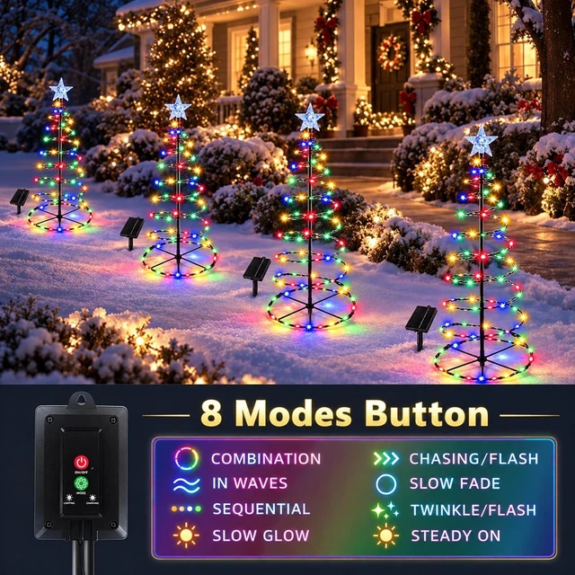 Alt view image 2 of 7 - 2 Pack 29 Inch Spiral Solar Christmas Tree Lights