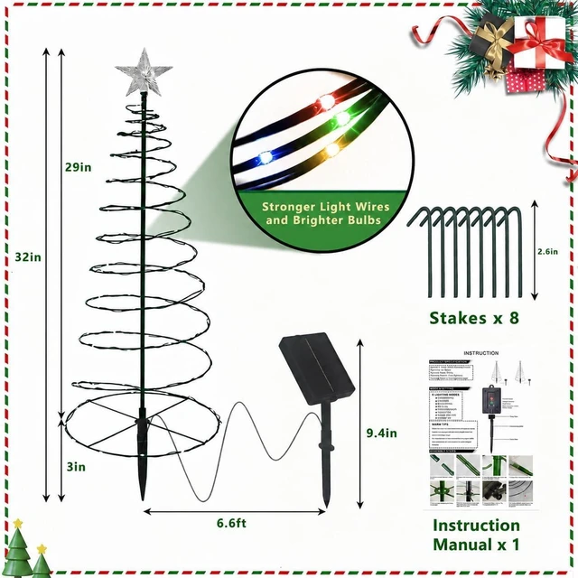 Alt view image 3 of 7 - 2 Pack 29 Inch Spiral Solar Christmas Tree Lights