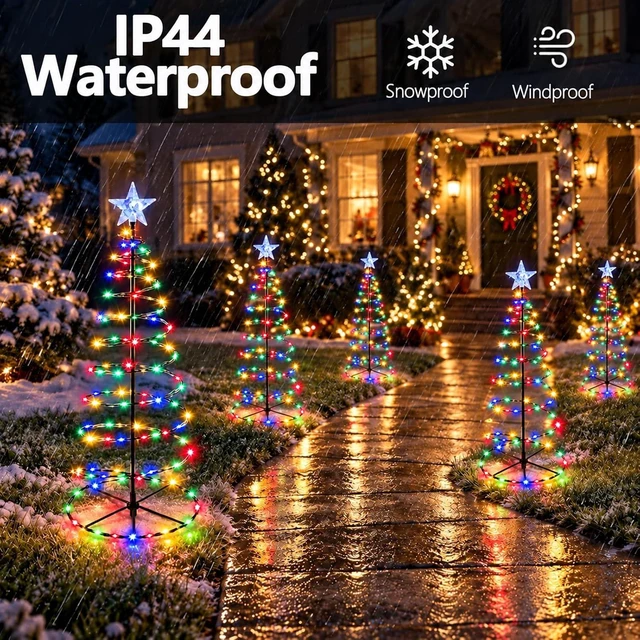 Alt view image 4 of 7 - 2 Pack 29 Inch Spiral Solar Christmas Tree Lights