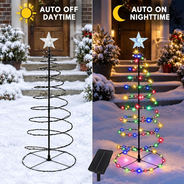 Alt view image 5 of 7 - 2 Pack 29 Inch Spiral Solar Christmas Tree Lights