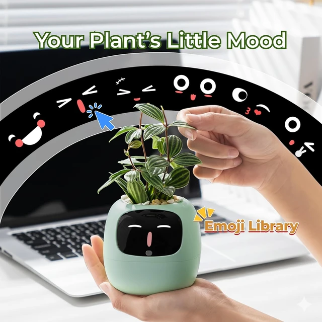 Alt view image 3 of 7 - Smart Pet Planter APP AI Robot Garden Flower Pot Gift, Green