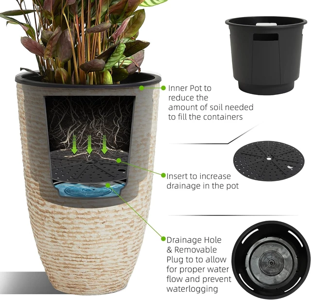Alt view image 5 of 7 - Worth 21" Tall Plant Pots Large Planters for Indoor Outdoor Plants Set of 2