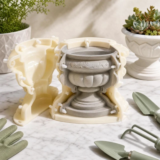 Alt view image 4 of 7 - Milisten Concrete Planter Mold, 9.65×10.2 in Reusable Cement Flower Pot, DIY Garden Decor for Planters, Birdbaths and Statues, Durable Plastic Molds for Beginners and Professionals