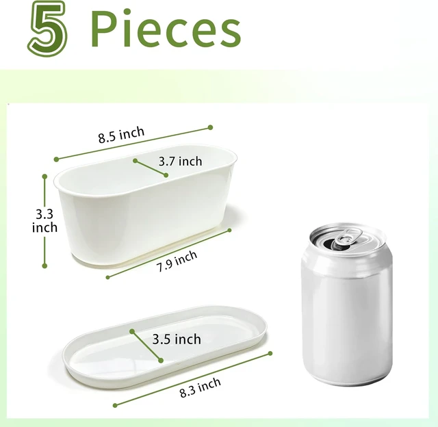 Alt view image 2 of 7 - 5-Pack White Herb Planter Box with Drip Trays, 8.5 Inch Small Oval Window Planters for Kitchen Sill, Indoor Outdoor, Perfect for Basil, Mint, Succulents, Flowers