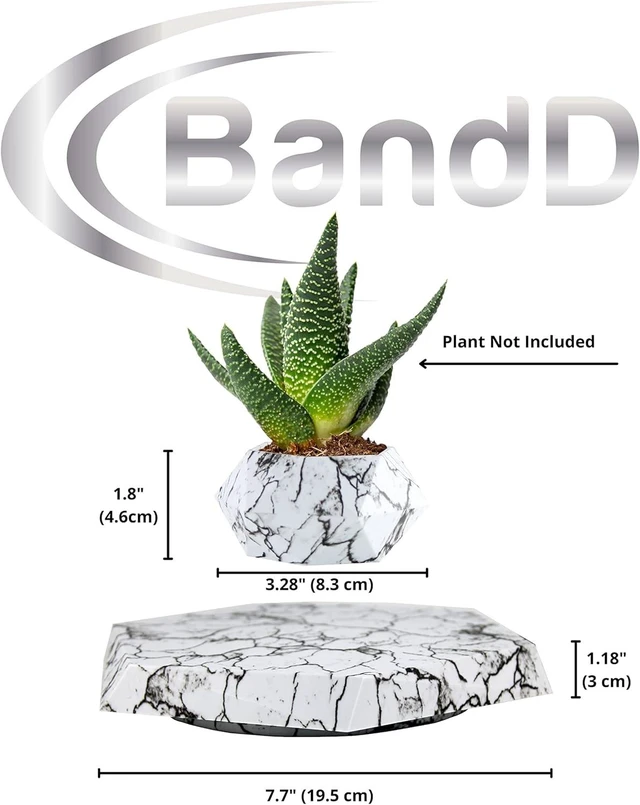 Alt view image 5 of 6 - BandDlevs Floating Pots for Plants - Levitating Pot - Levitating Planter for Bonsai, Succulents, Air Plants - Floating Magnetic Display for Home Office Desks -Magnetic Levitation Plant Holder (Marble)
