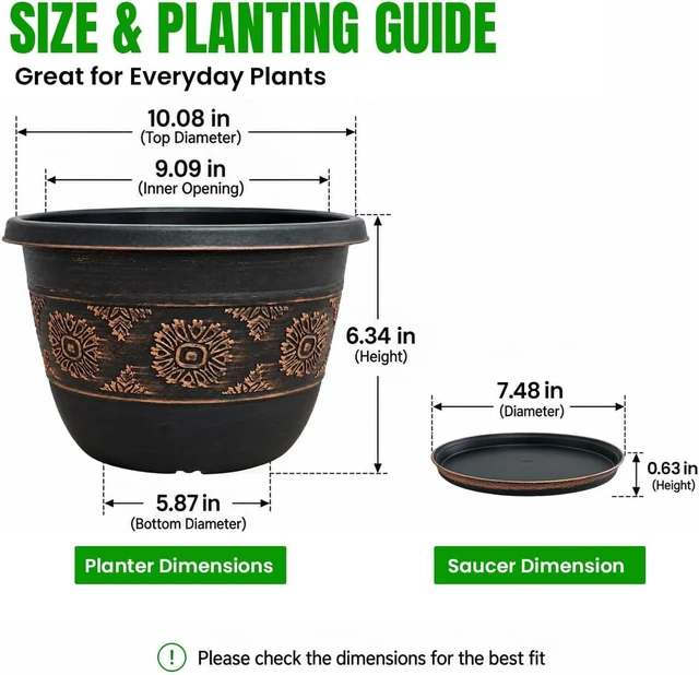 Alt view image 5 of 7 - 10 Inch Plant Pots, 4 Pack, Copper Retro Floral