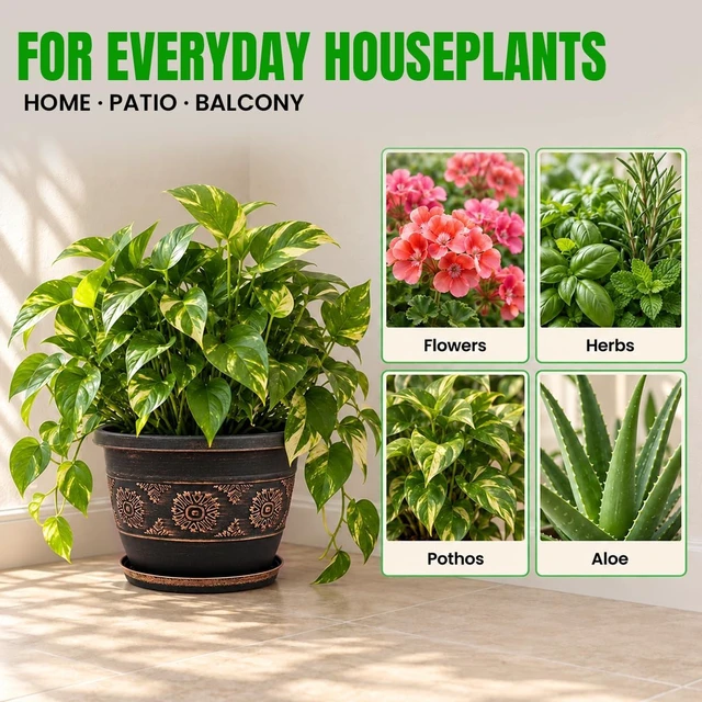 Alt view image 7 of 7 - 10 Inch Plant Pots, 4 Pack, Copper Retro Floral