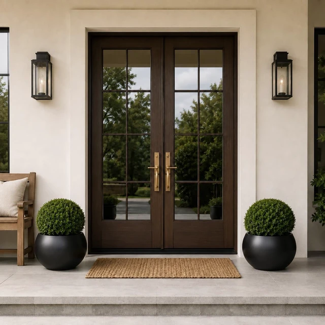 Alt view image 5 of 7 - 10" H x 14" Dia Black Fiberstone Planter Pot with Drainage Hole, Large Round Indoor Outdoor Flower Pot for Plants, Trees & Shrubs, Decorative Planter for Patio, Porch, Garden & Home Décor