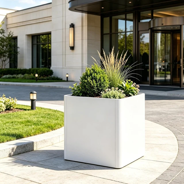 Alt view image 5 of 7 - Metal Planter Box 24" L x 24" W x 24" H, Large Square Outdoor Planter