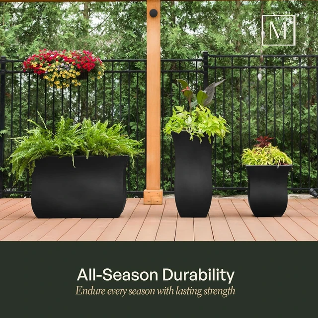 Alt view image 6 of 7 - Mayne 5875-B Polyethylene Planter, Black,36x16