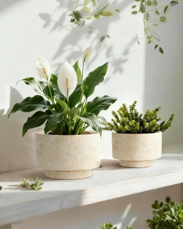 Alt view image 2 of 7 - Succulent Pots, 8"+6" Plant Pots, Ceramic Planters for Indoor Plants