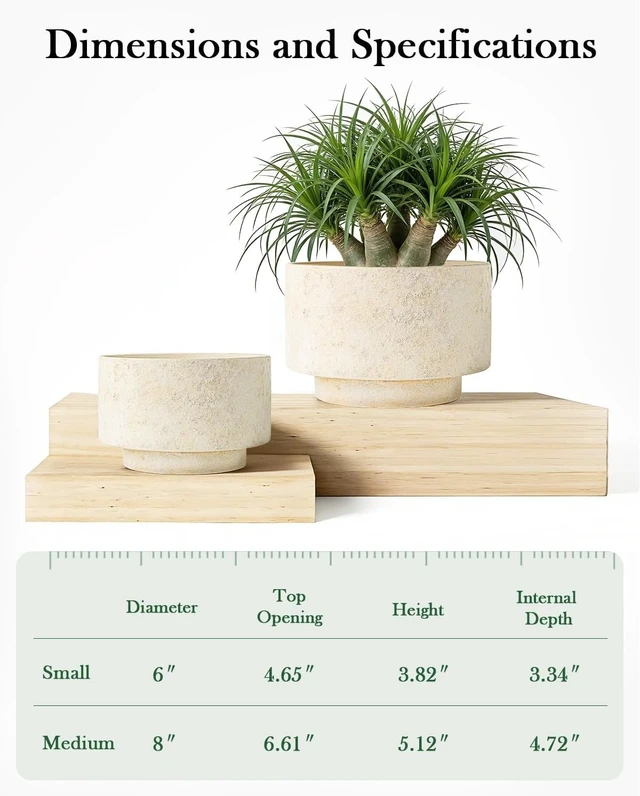 Alt view image 3 of 7 - Succulent Pots, 8"+6" Plant Pots, Ceramic Planters for Indoor Plants