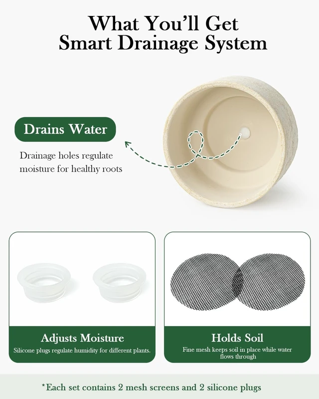 Alt view image 4 of 7 - Succulent Pots, 8"+6" Plant Pots, Ceramic Planters for Indoor Plants