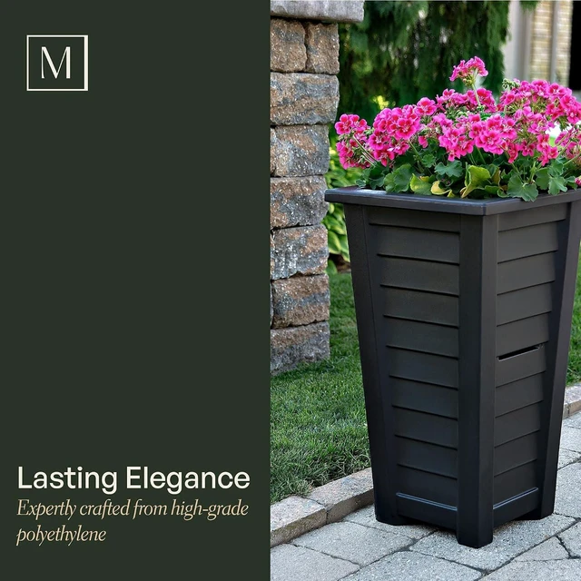 Alt view image 4 of 7 - Mayne Lakeland 28in Self-Watering Tall Square Planter, White