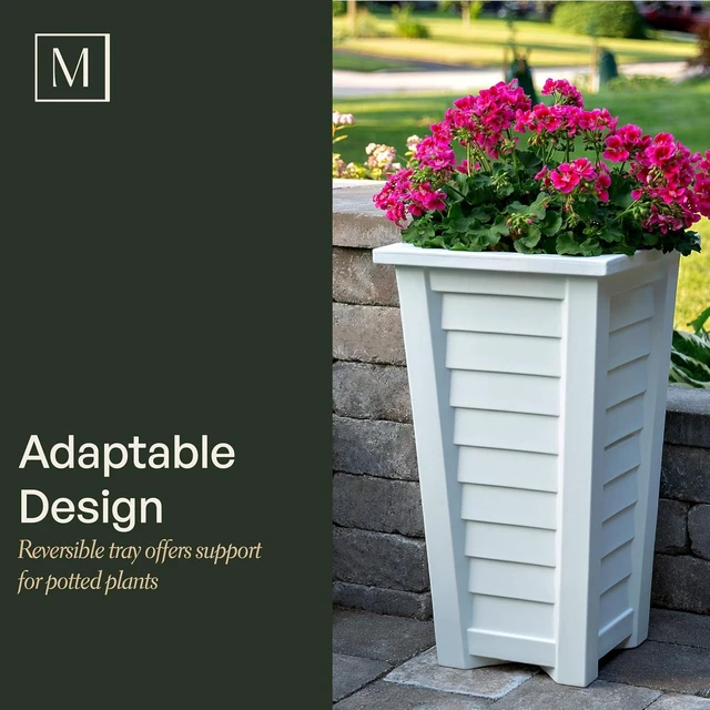 Alt view image 6 of 7 - Mayne Lakeland 28in Self-Watering Tall Square Planter, White
