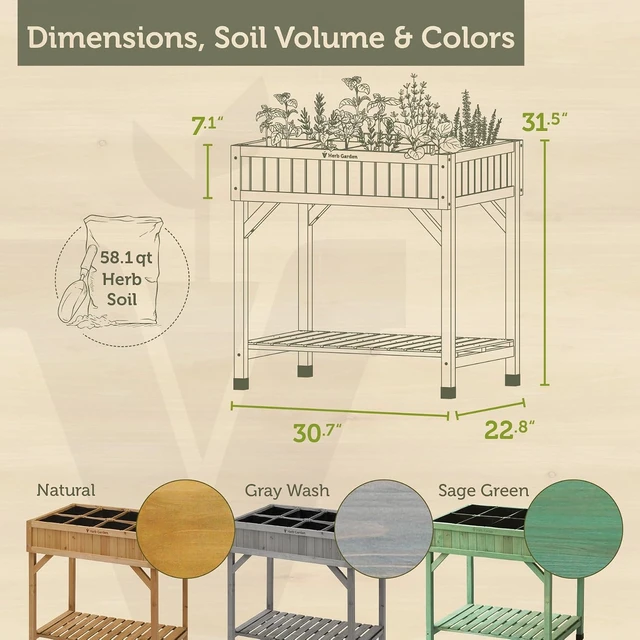 Alt view image 2 of 7 - VegTrug® Custom Herb Planter, Durable and Rectangular Outdoor Planter, Natural