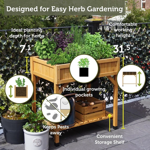 Alt view image 7 of 7 - VegTrug® Custom Herb Planter, Durable and Rectangular Outdoor Planter, Natural