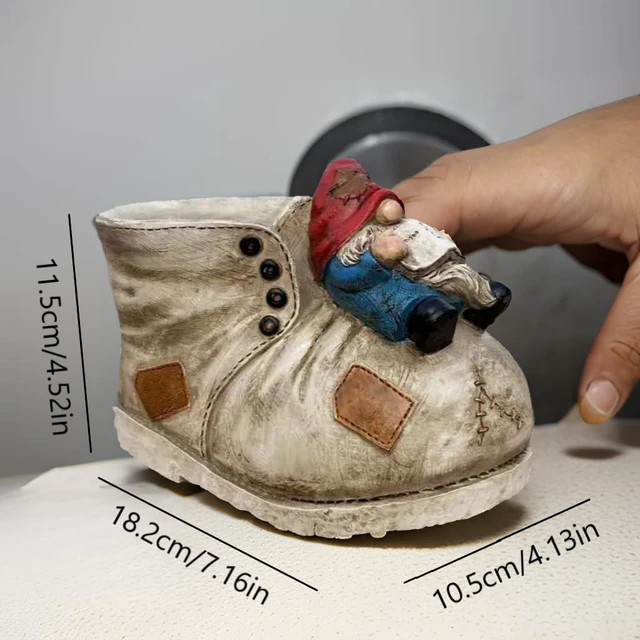 Alt view image 6 of 6 - Cute Planter Pot Suitable for Indoor and Outdoor, Small gnome Resin Succulent Plant Flower pots, Decorative Fun Flower pots with Drainage Holes, Ideal Home and Garden Decoration Gifts