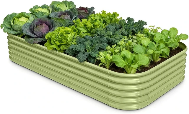 Main image of Galvanized Raised Garden Bed 8x4x1.5 ft, 18" Tall Metal Planter Box