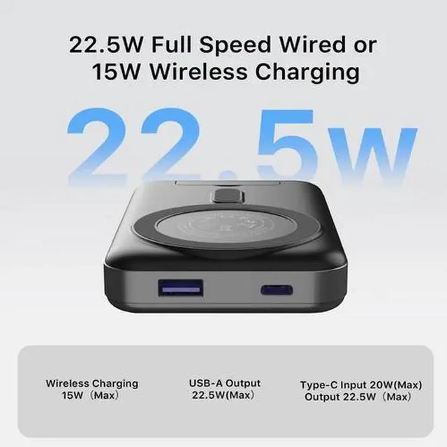 Alt view image 3 of 6 - 10000mAh Power Bank Magnetic Battery Pack 22.5W Wireless Charger For Cell IPhone
