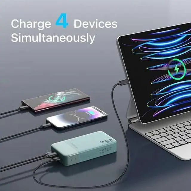 Alt view image 6 of 6 - Power Bank 20000mAh 45W Portable Charger External Battery Backup For Cell Phone