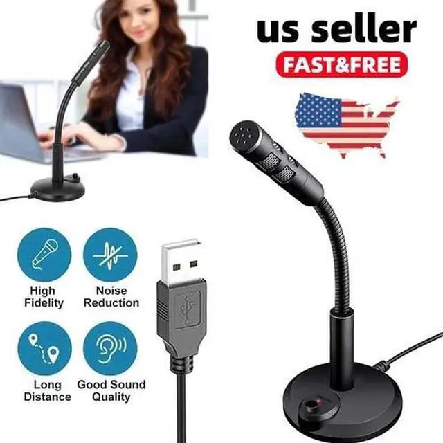 Main image of Mini USB Condenser Microphone with Stand - Plug & Play for PC/Laptop/Mac