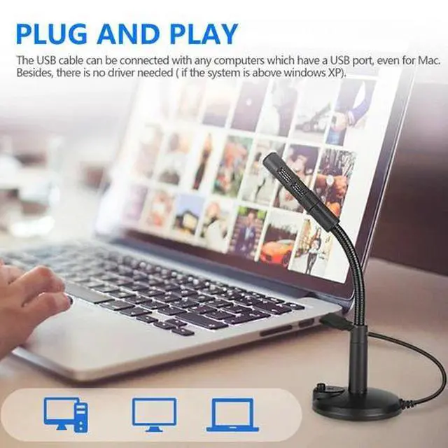 Alt view image 5 of 7 - Mini USB Condenser Microphone with Stand - Plug & Play for PC/Laptop/Mac