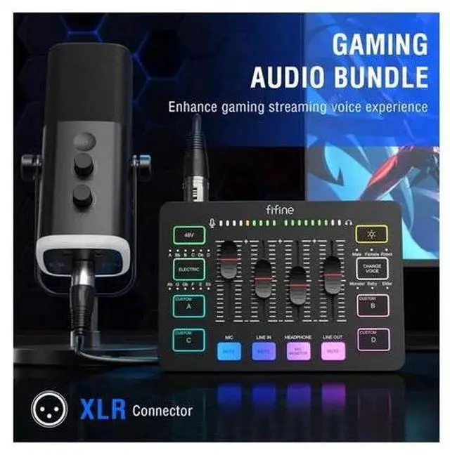 Alt view image 2 of 7 - FIFINE Gaming Equipment Bundle, Dynamic XLR/USB Gaming Microphone Set With Mixer