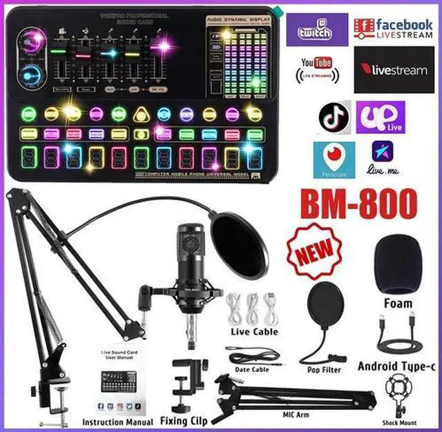 Main image of Complete Home Studio Recording Kit Mixer Condenser Microphone fit Music Podcast