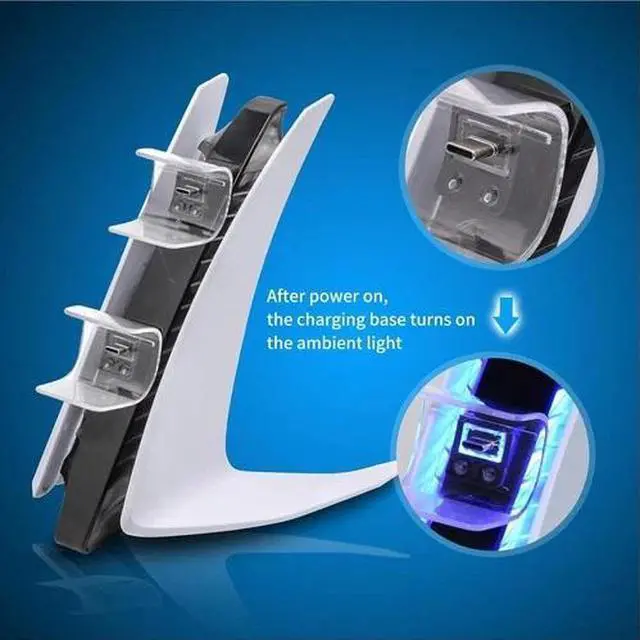 Alt view image 3 of 7 - PS5 Controller Charger, PlayStation 5 Controller Charging Station with LED Light