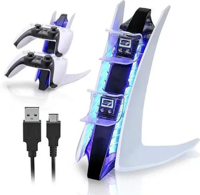Alt view image 7 of 7 - PS5 Controller Charger, PlayStation 5 Controller Charging Station with LED Light