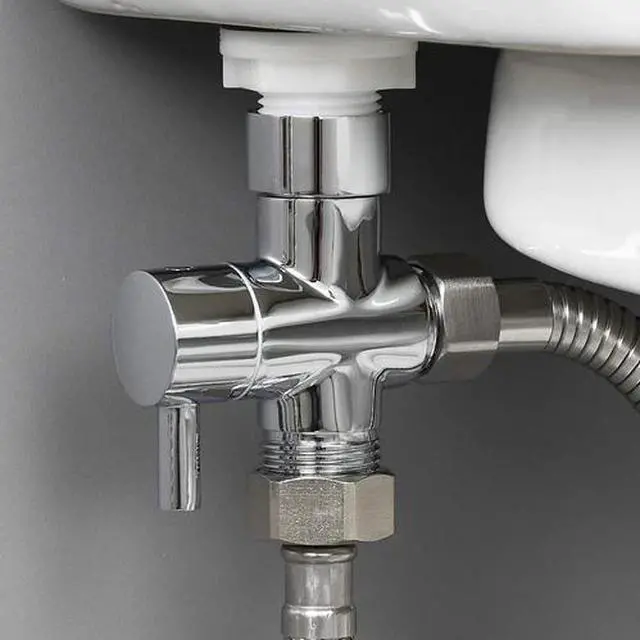 Alt view image 7 of 7 - 1/2" 3-Way T-adapter Shower Head Diverter Valve Water Splitter Switch Tap Faucet