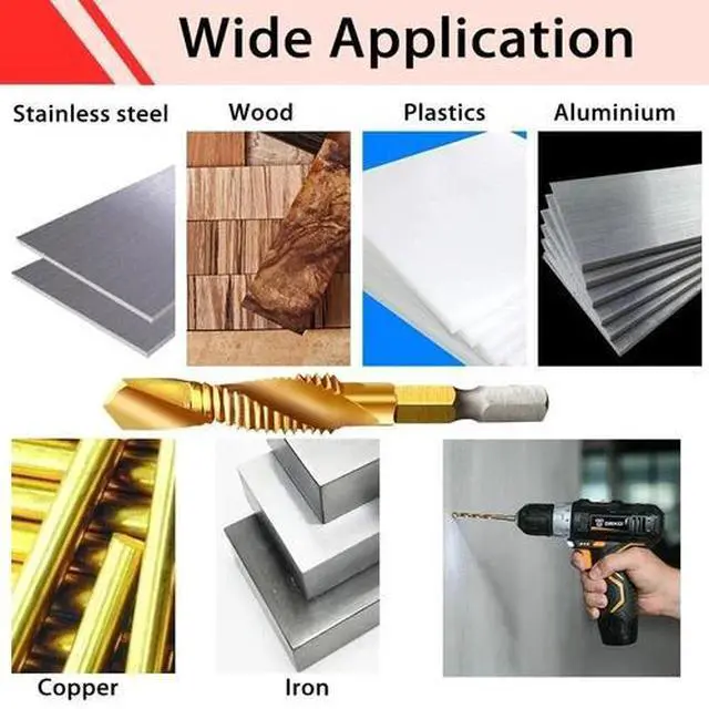 Alt view image 5 of 6 - Titanium Combination Drill Tap Bit Set 13PCS for SAE and Metric Tap Bits Kit