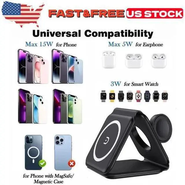 Alt view image 3 of 4 - New Wireless Charger 3 in 1,RTOPS Magnetic Travel Wireless Charging Station US